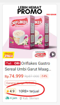 Bukti pesanan Oriflakes dari marketplace